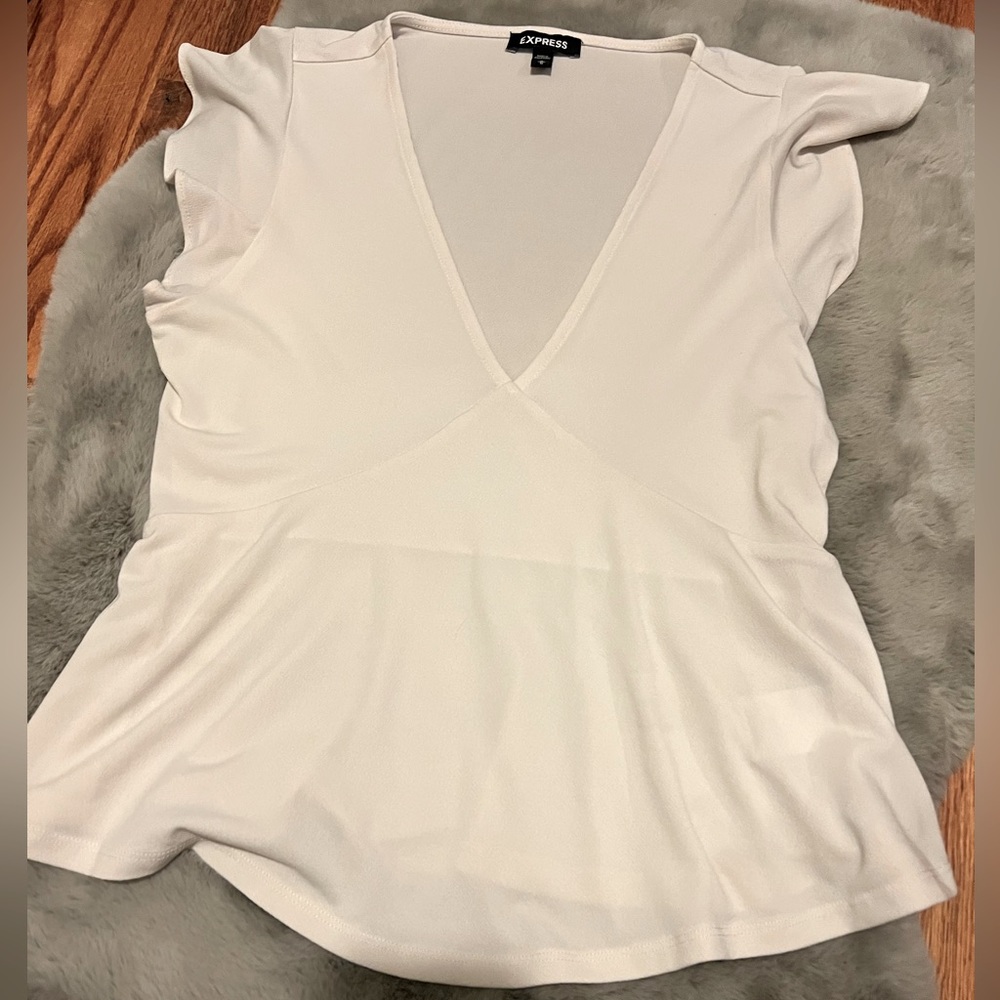 White Express top with flutter sleeves